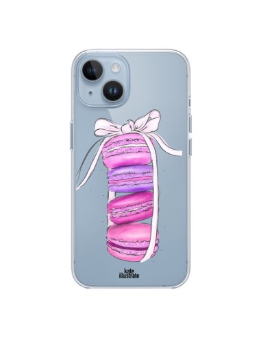 Coque iPhone 14 Macarons Pink Purple Rose Violet Transparente - kateillustrate