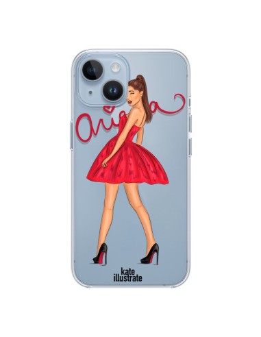 Coque iPhone 14 Ariana Grande Chanteuse Singer Transparente - kateillustrate