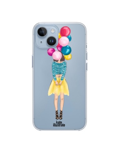 Cover iPhone 14 Ragazza Palloncini Trasparente - kateillustrate