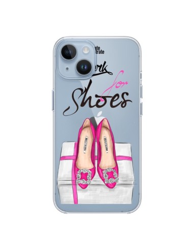 Cover iPhone 14 I Work For Shoes Scarpe Trasparente - kateillustrate