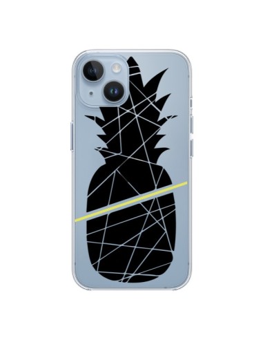 Cover iPhone 14 Ananas Nero Trasparente - Koura-Rosy Kane