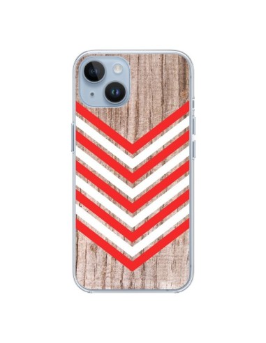 Coque iPhone 14 Tribal Aztèque Bois Wood Flèche Rouge Blanc - Laetitia