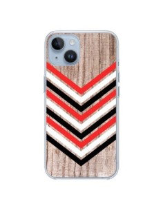 Coque iPhone 14 Tribal Aztèque Bois Wood Flèche Rouge...