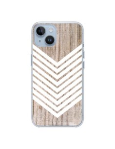 Coque iPhone 14 Tribal Aztèque Bois Wood Flèche Blanc -...