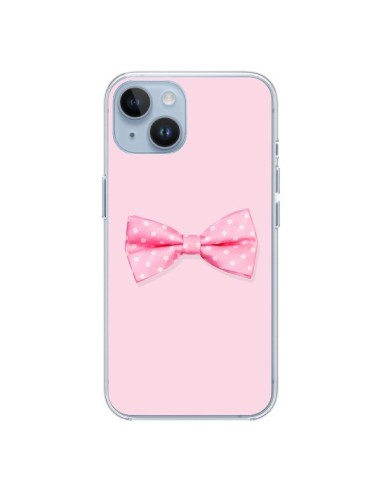 Coque iPhone 14 Noeud Papillon Rose Girly Bow Tie - Laetitia