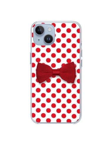Coque iPhone 14 Noeud Papillon Rouge Girly Bow Tie - Laetitia