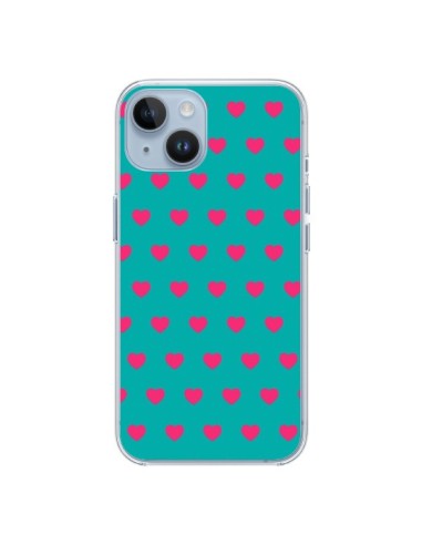 iPhone 14 case Heart Pink Sfondo Blue - Laetitia