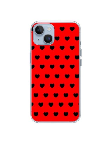 Cover iPhone 14 Cuore Neros sfondo Rosso - Laetitia