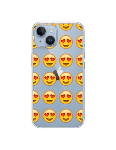 Coque iPhone 14 Love Amoureux Smiley Emoticone Emoji Transparente - Laetitia