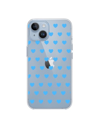 Coque iPhone 14 Coeur Heart Love Amour Bleu Transparente - Laetitia