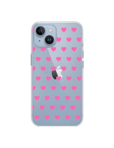 Coque iPhone 14 Coeur Heart Love Amour Rose Transparente - Laetitia