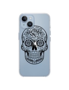 Cover iPhone 14 Teschio Messicano Nero Trasparente -...