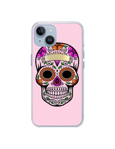 Coque iPhone 14 Tête de Mort Mexicaine Rose Multicolore - Laetitia