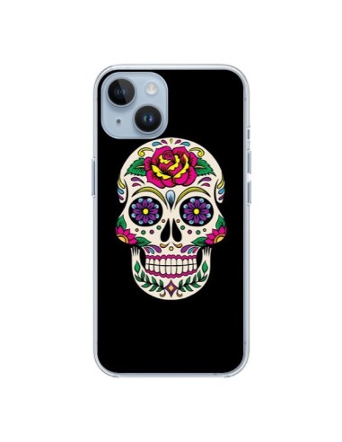 Coque iPhone 14 Tête de Mort Mexicaine Multicolore Noir - Laetitia