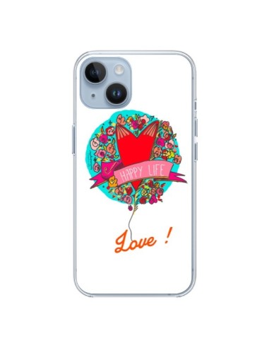 Coque iPhone 14 Love Happy Life - Leellouebrigitte