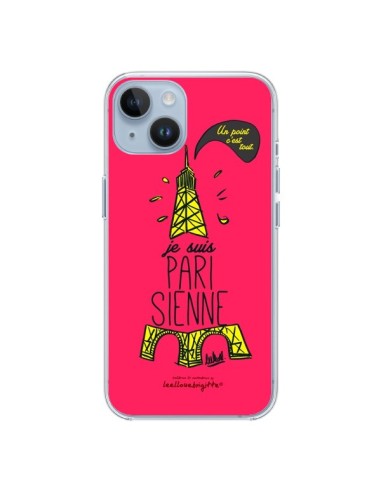 Coque iPhone 14 Je suis Parisienne La Tour Eiffel Rose - Leellouebrigitte