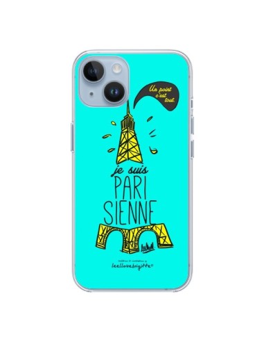 Coque iPhone 14 Je suis Parisienne La Tour Eiffel Bleu - Leellouebrigitte