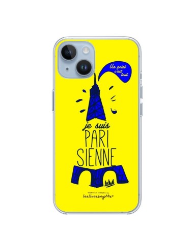 Coque iPhone 14 Je suis Parisienne La Tour Eiffel Jaune - Leellouebrigitte