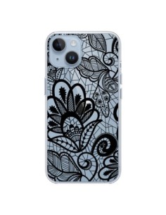 Cover iPhone 14 Pizzo Fiori Flower Nero Trasparente -...
