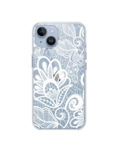 Coque iPhone 14 Lace Fleur Flower Blanc Transparente -...