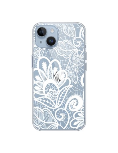 Coque iPhone 14 Lace Fleur Flower Blanc Transparente - Petit Griffin