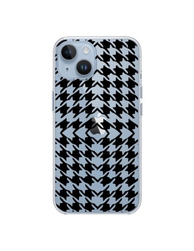 Coque iPhone 14 Vichy Carre Noir Transparente - Petit Griffin