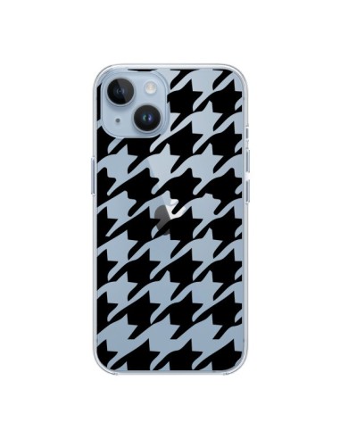 Coque iPhone 14 Vichy Gros Carre noir Transparente - Petit Griffin