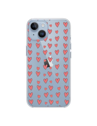 Coque iPhone 14 Coeurs Heart Love Amour Rouge Transparente - Petit Griffin