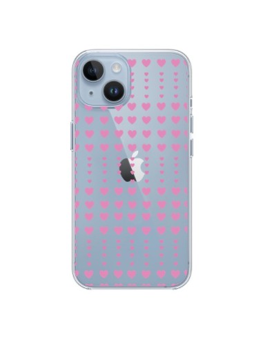 Coque iPhone 14 Coeurs Heart Love Amour Rose Transparente - Petit Griffin