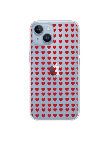 Coque iPhone 14 Coeurs Heart Love Amour Red Transparente - Petit Griffin