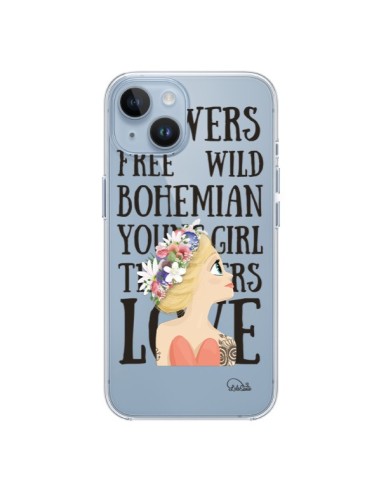 Coque iPhone 14 Flowers Love Transparente - Lolo Santo