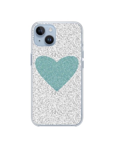 Cover iPhone 14 Cuore Blu Verde Argento Amore - Mary Nesrala