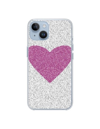 Coque iPhone 14 Coeur Rose Argent Love - Mary Nesrala
