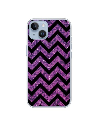 Coque iPhone 14 Chevron Purple Sparkle Triangle Azteque - Mary Nesrala