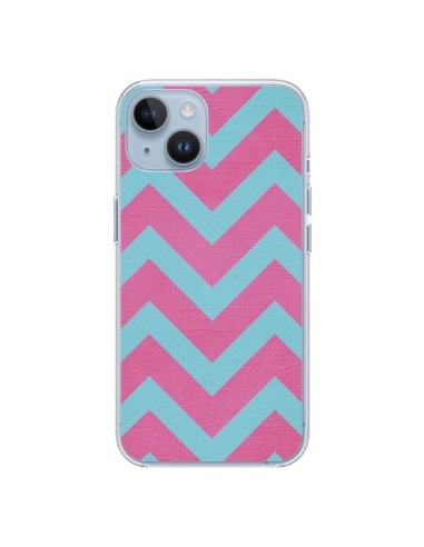 Coque iPhone 14 Strawberry Chevron Rose Bleu - Mary Nesrala