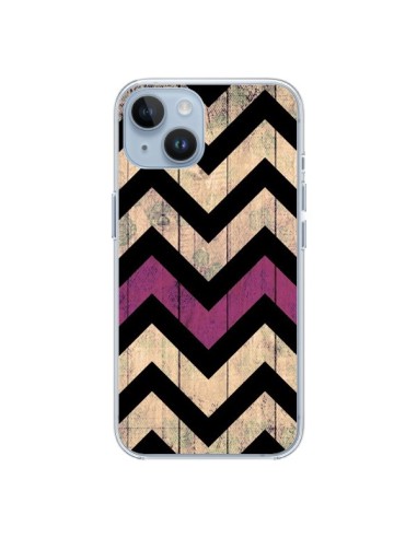 Coque iPhone 14 Chevron Vintage Bois Wood - Mary Nesrala