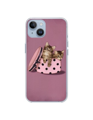 Coque iPhone 14 Chaton Chat Kitten Boite Pois - Maryline Cazenave