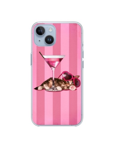 Coque iPhone 14 Chaton Chat Kitten Cocktail Lunettes Coeur - Maryline Cazenave
