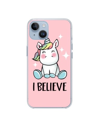 Coque iPhone 14 Licorne I Believe - Maryline Cazenave