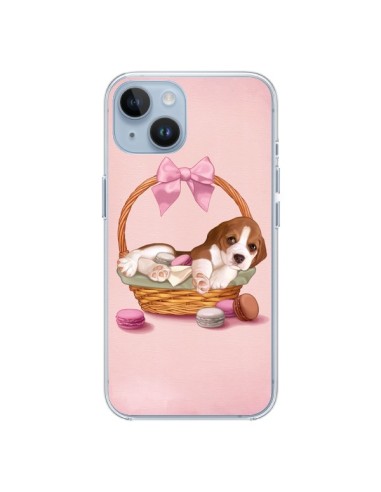 Coque iPhone 14 Chien Dog Panier Noeud Papillon Macarons - Maryline Cazenave