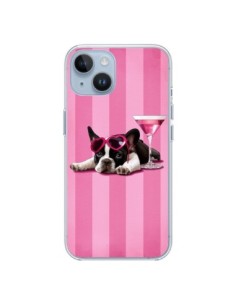 Cover iPhone 14 Cane Cocktail Occhiali Cuore Rosa -...