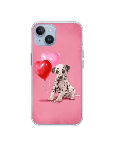 Coque iPhone 14 Chien Dog Dalmatien Ballon Coeur - Maryline Cazenave