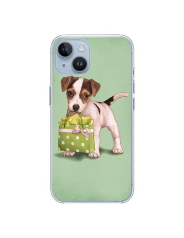 Cover iPhone 14 Cane Shopping Sacchetto a Pois Verde - Maryline Cazenave