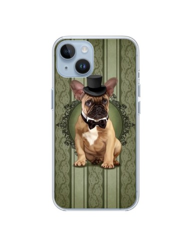 Coque iPhone 14 Chien Dog Bulldog Noeud Papillon Chapeau - Maryline Cazenave