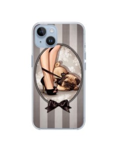 Coque iPhone 14 Lady Noir Noeud Papillon Chien Dog Luxe -...