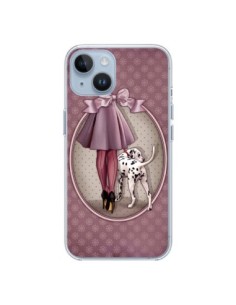 Coque iPhone 14 Lady Chien Dog Dalmatien Robe Pois -...