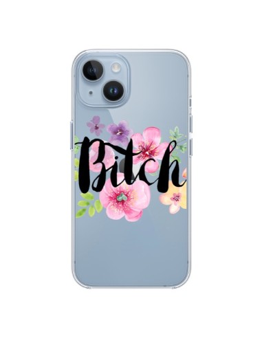 Coque iPhone 14 Bitch Flower Fleur Transparente - Maryline Cazenave
