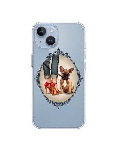 Coque iPhone 14 Lady Jambes Chien Bulldog Dog Transparente - Maryline Cazenave