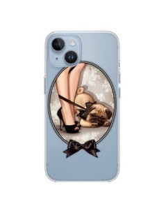 iPhone 14 case Lady Jambes Dog Bulldog Dog Bow tie Clear...