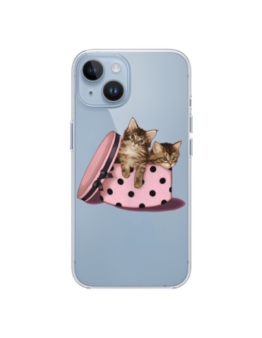 Cover iPhone 14 Gattoon Gatto Kitten Scatola a Pois Trasparente - Maryline Cazenave